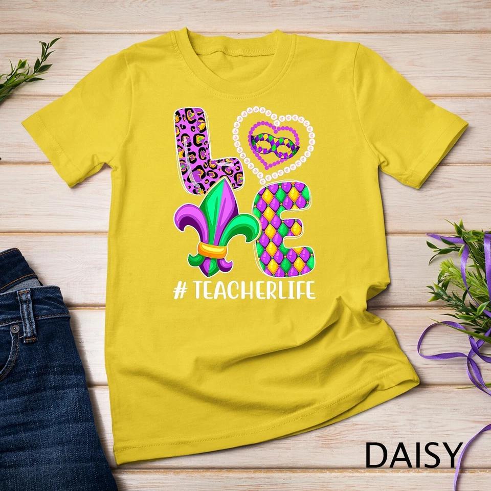 Funny Teacher Mardi Gras Family Matching Outfit T-Shirt Unisex T-shirt 3 S