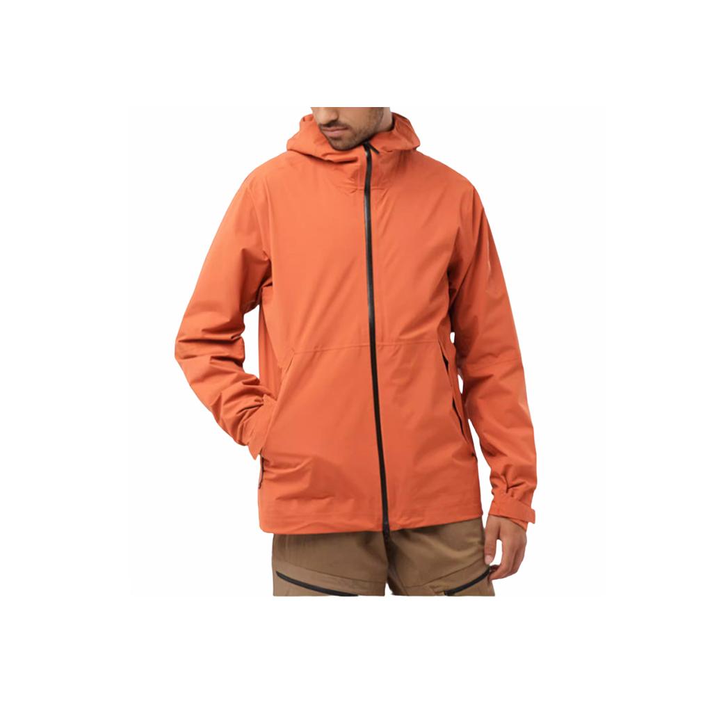 SALOMON Solid Color Hooded Long Sleeve Waterproof Breathable Running Jacket Men Jackets Terracotta-Brown C22115