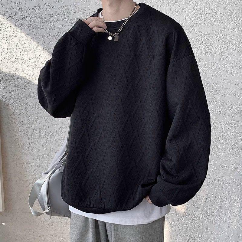 EYWY Men's Plus Size Thick White Hoodie with Velvet, Autumn/Winter Trendy American Style, Youth Round Neck Jacket