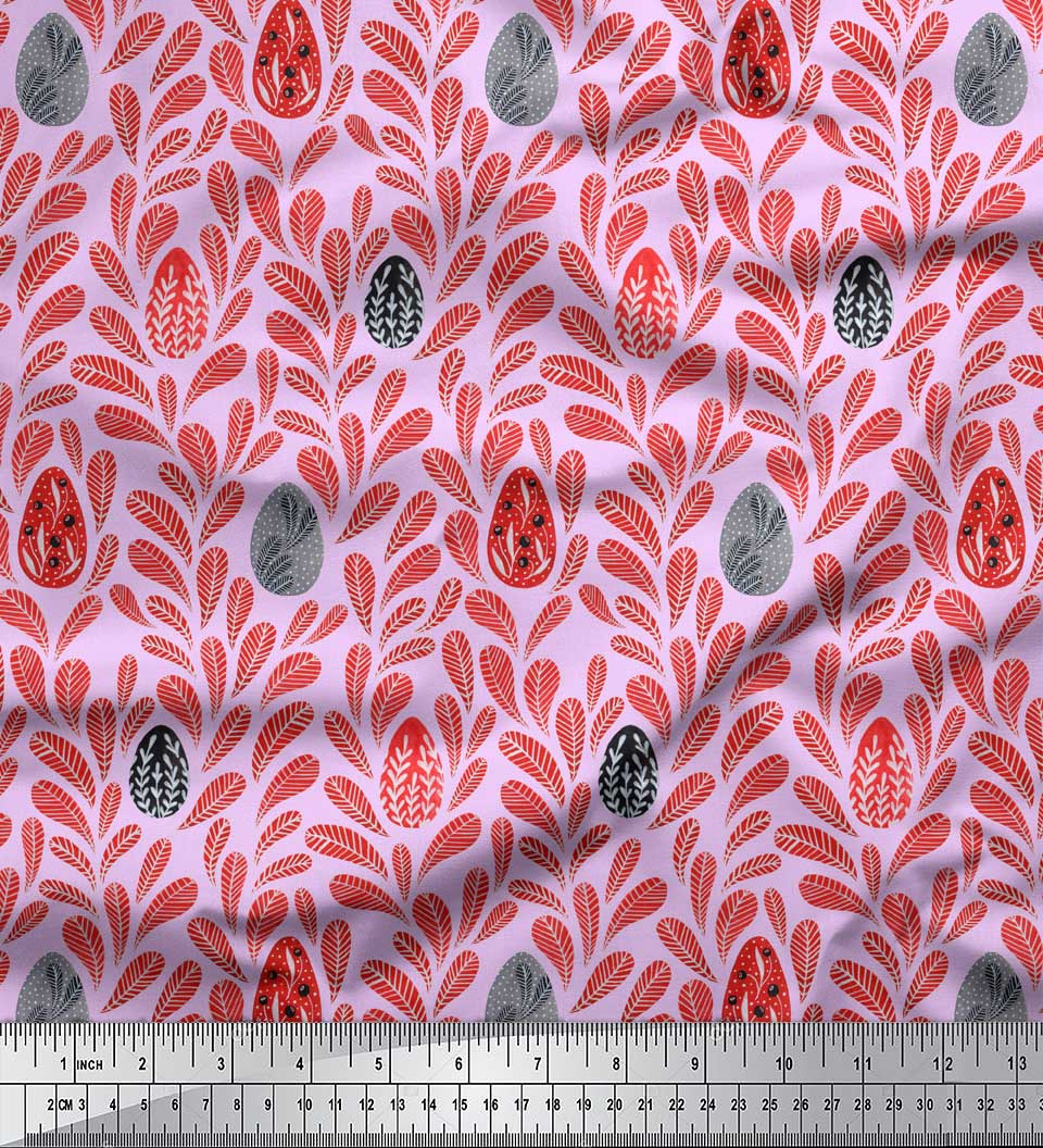 

Тканина Soimoi Grey Japan Crepe Satin Artistic Leaves Print Тканина на метр 42 дюйма 42 Inch Wide - Poly Crepe фіолетовий