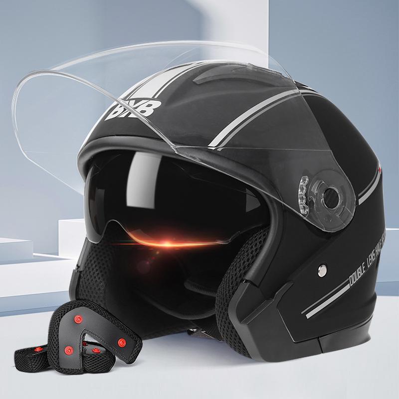 Dual Visor Ventilated Half Helmet for Men & Women – Electric Vehicle & Motorcycle Use