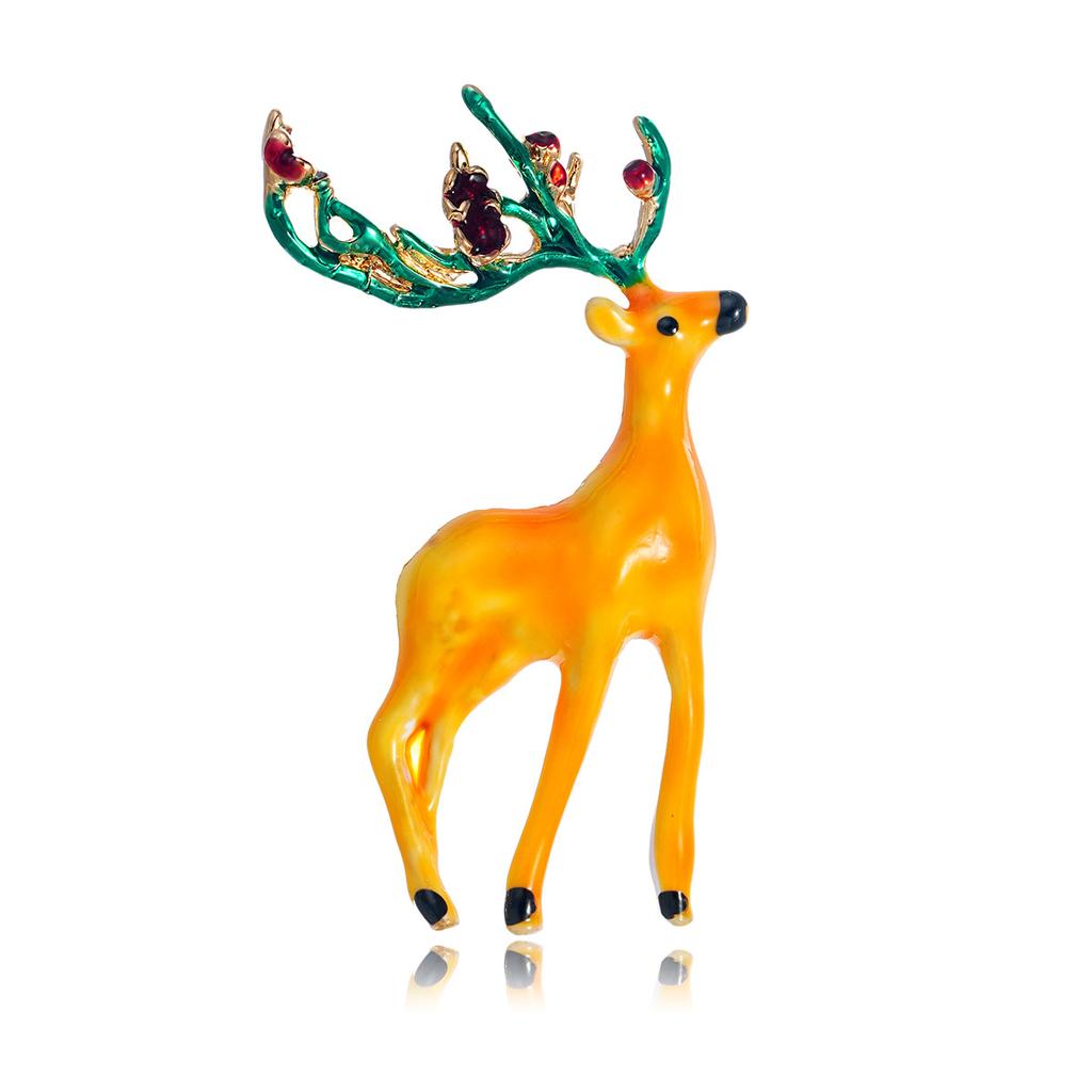 Christmas Rhinestone Moose Brooches for Women Unisex Animal Pins Casual Party Accessories Gifts