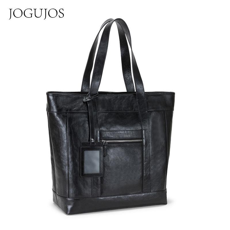 

JOGUJOS новая кожаная женская сумка кожа растительного дубления большая вместимость женская сумка через плечо деловая повседневная черная сумка-тоут