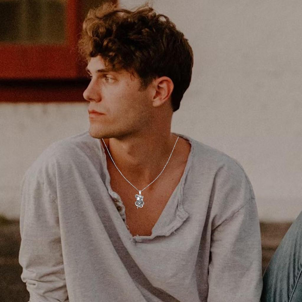 Snake Skull Geometric Necklace With Chain In Vintage Style For Gothic Fashion