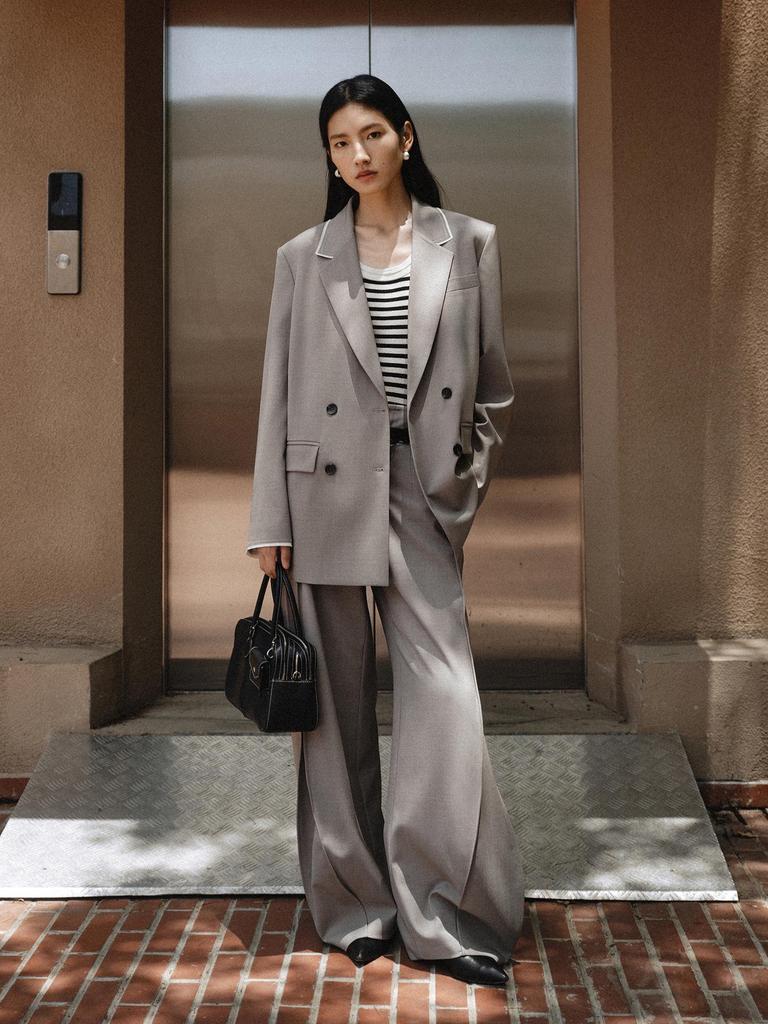 2026 Spring Women's Wool Blend Lapel-less Suit Jacket: Timeless, Elegant, Formal Wear