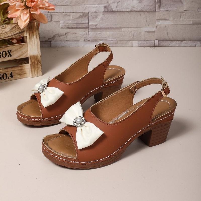 Modische High-Heel-Sandalen Sommer Schleife Einriemen-Sandalen Freizeit-Sandalen