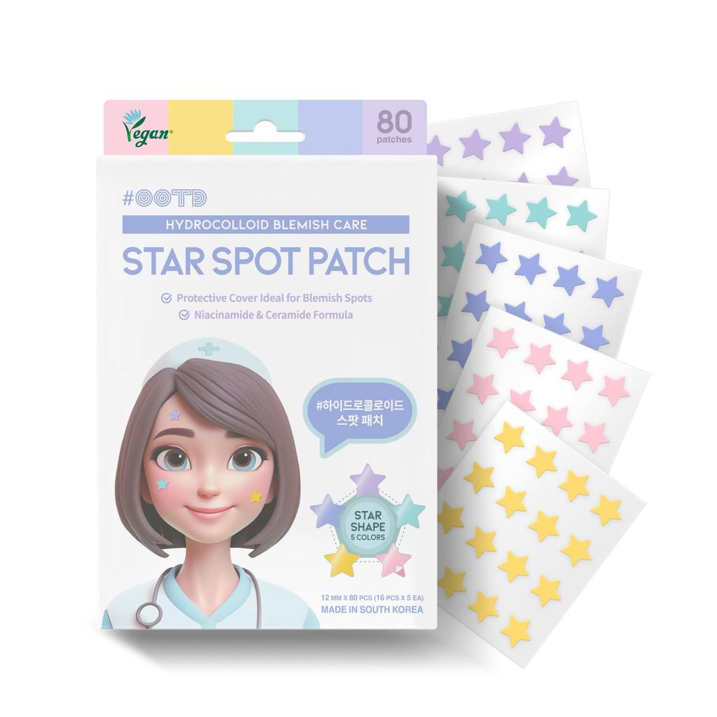 Star Spot Face Patches Hydrocolloid with Niacinamide and Ceramide Pastel Colors Clear Type Made In Korea 80 Patches #OOTD