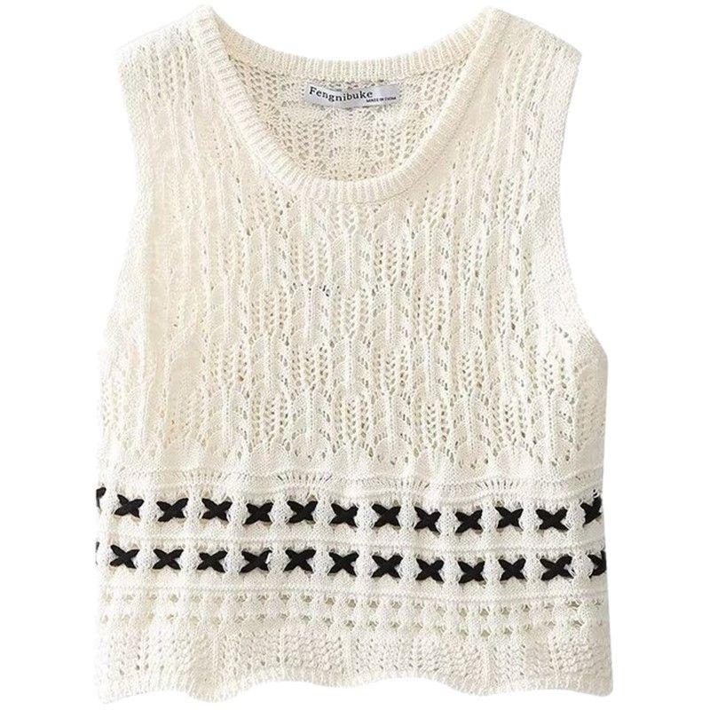 

Fashion Style 2023 Autumn New Women s Clothing Easiest for Match Chenille Contrast Color Detail Vest 7901869 064 Picture color S