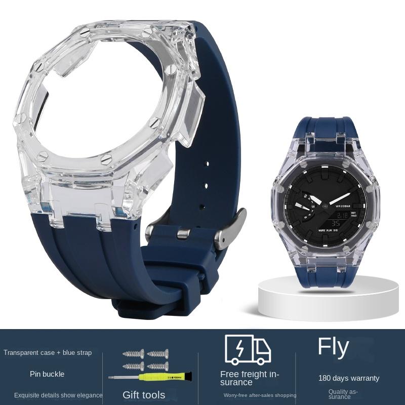 

Для Casio G-SHOCK GA-2100 Модифицированный корпус ремешка Ледяной Прозрачный Желе ПК корпус Смоляной ремешок GA2100 часы персональные аксессуары GA-2100 синий