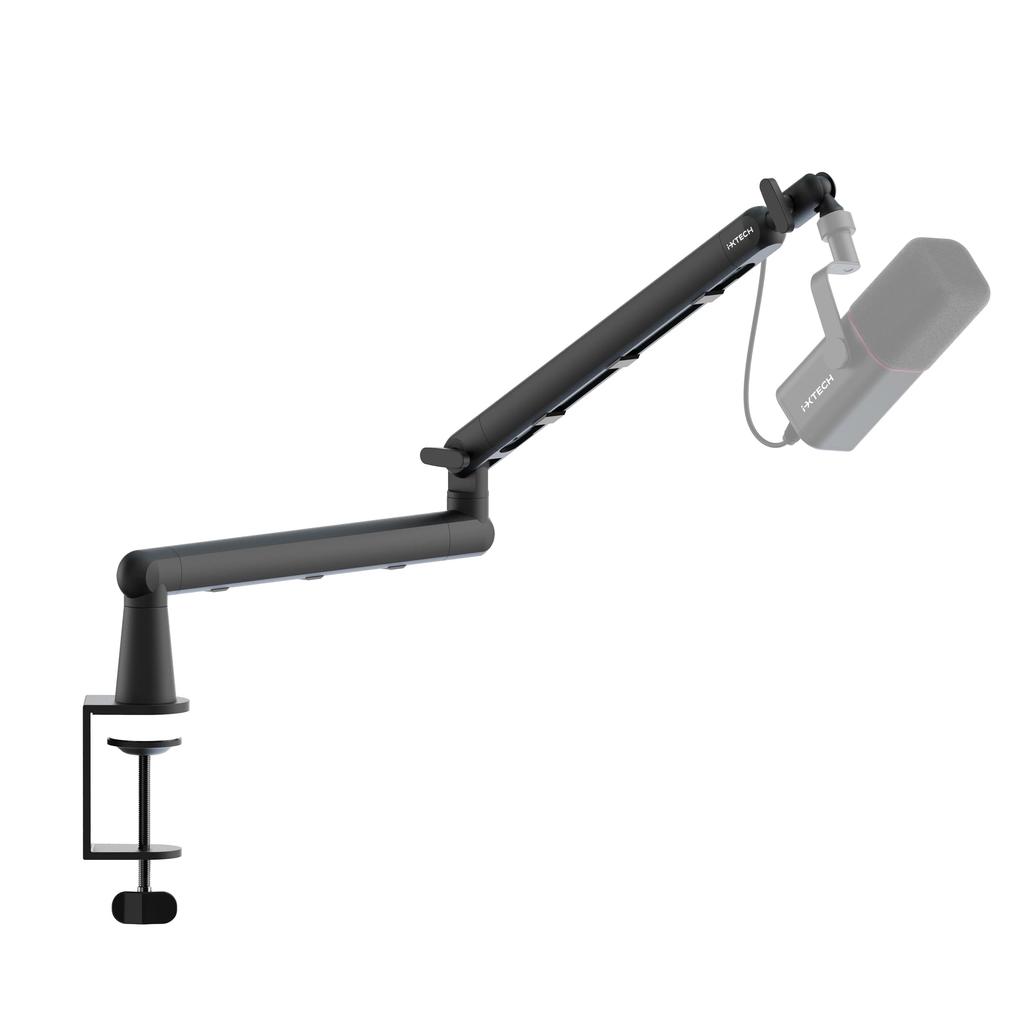 IXTECH Mikrofonbomarm, Lavprofil 360° Roterende Mikrofonbomarm, Justerbar Mikrofonarm med Avtakbar Stigerørskolonne og Innebygd Kabel