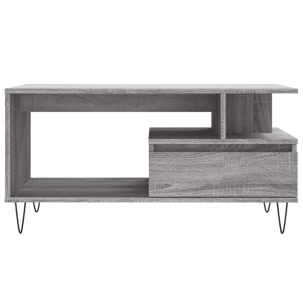 Vidaxl Coffee Table, Sonoma Grey Oak 90X49X45 Cm, Wood-Based