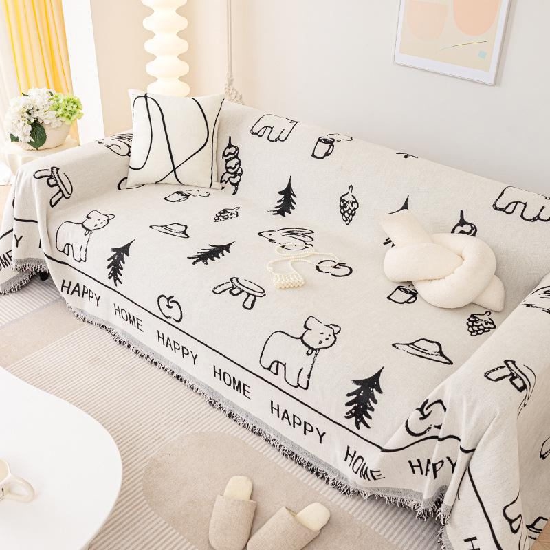 Chenille Sofa Cover Cloth Four Seasons Universal Non-Slip Sofa Cushion Anti-Scratching Cover Blanket Full Covered Cartoon Sofa Towel