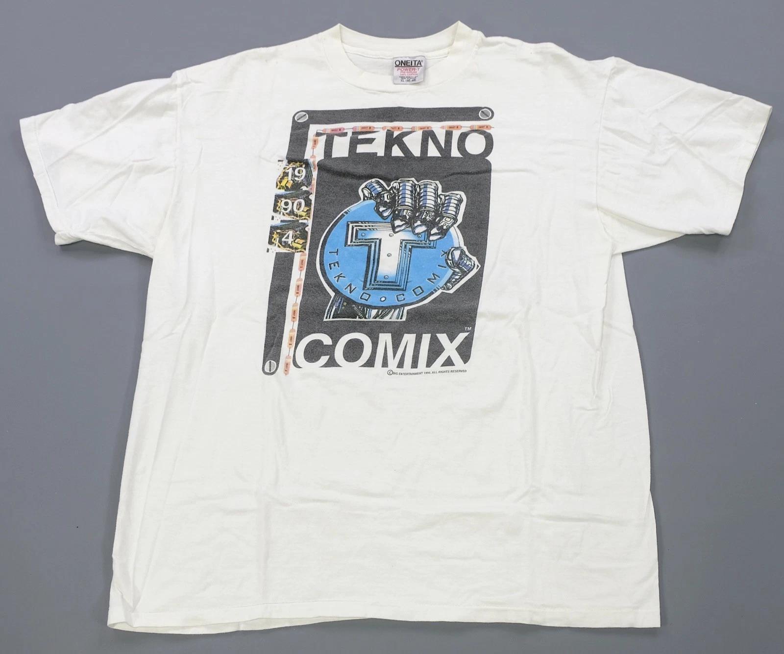 Rare Vintage ONEITA Tekno Comix 1994 Graphic T Shirt 90s Comics Manga White XL 4XL