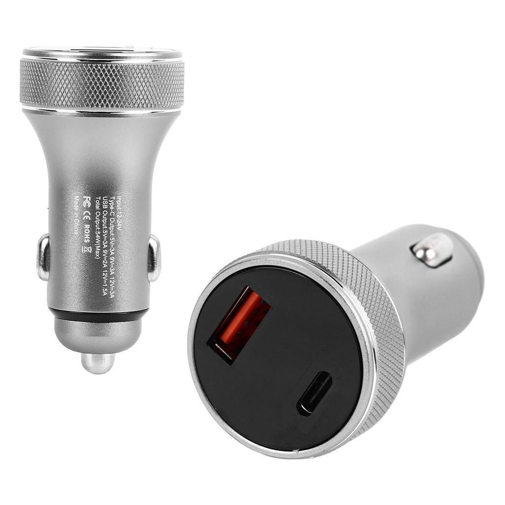 Car Charger Metal Digital Display Short Circuit Protection Fast Charging Cigar Lighter for Vehicle
