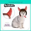 Adorável Conjunto de Fantasia de Halloween para Animais de Estimação com Chifres Pretos e Peruca Bob Marrom Fofa para Cães e Gatos