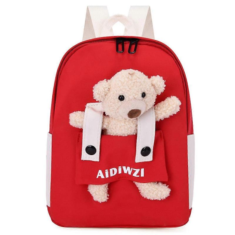 Bear Doll Toddler Preschool Bag Cartoon Backpack Red Bookbag