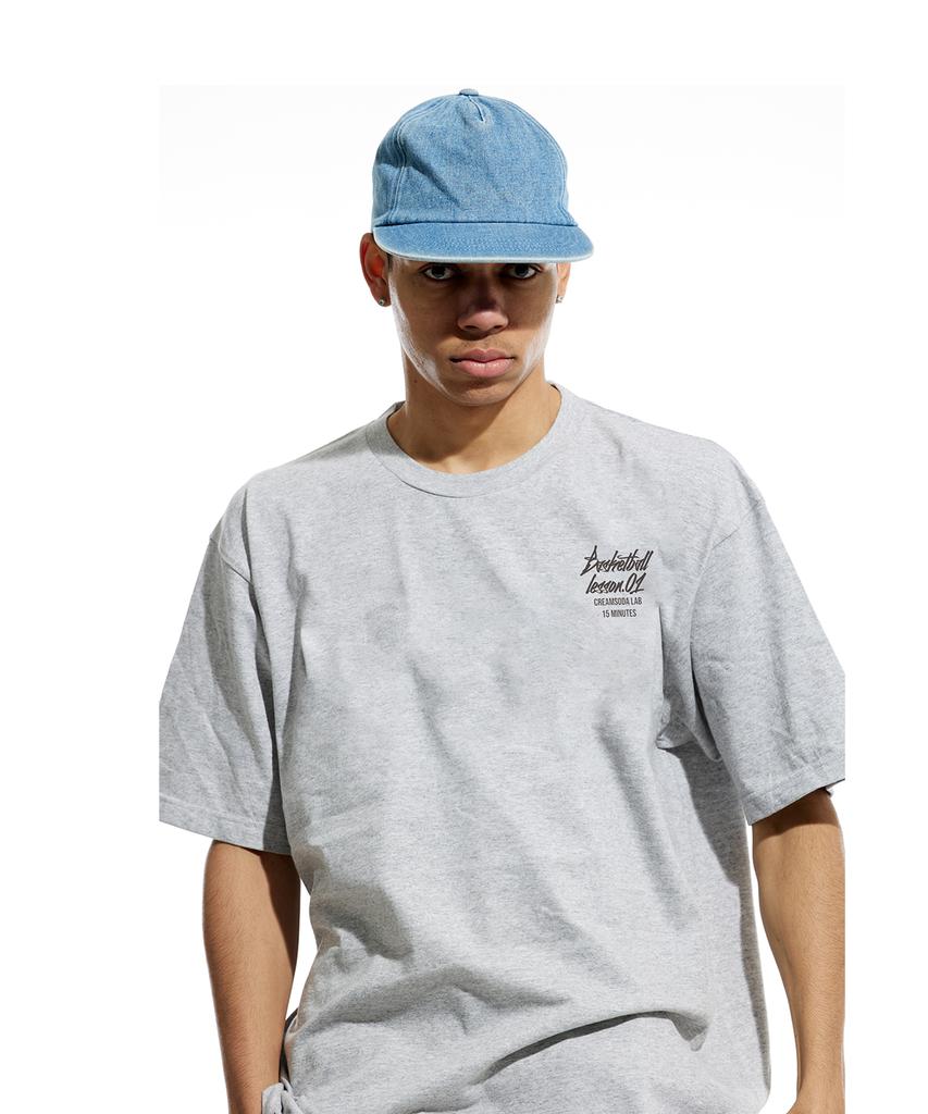 CREAM SODA LAB 15Min Quarter Teamplay Graphic Logo Short Sleeve T-Shirt Gray Black