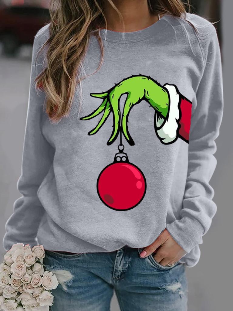 Christmas, printed long-sleeved crew neck sweater