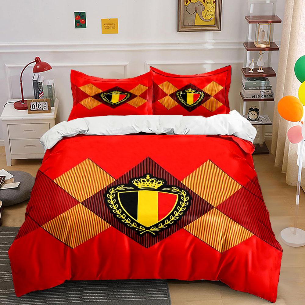 Set Biancheria da Letto Bandiera del Belgio Set Copripiumino Copripiumino Federe (1 * Copripiumino 2 * Federe, senza piumino)