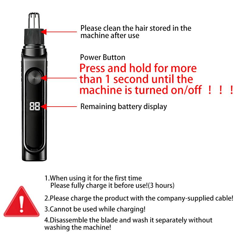 2026 New Electric Nose Hair Trimmer Men Rechargeable Painless Safe Eyebrow Nose Ear Facial Hair Remover Grooming Tool