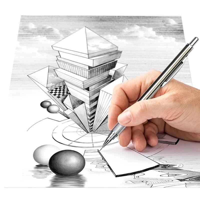 0.3 0.5 0.7 0.9 1.3 2.0mm Mechanical Pencil Set Full Metal Art Drawing Painting Automatic Pencil with Leads Office School Supply KTY
