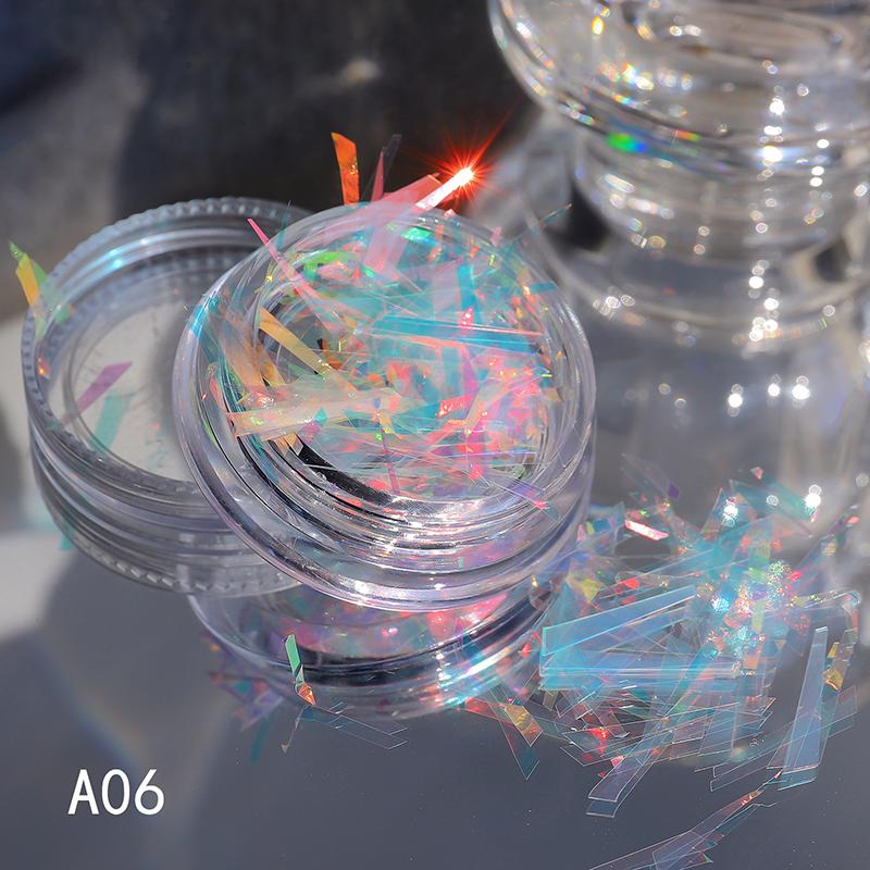 1 Caixa Papel Holográfico Irregular Vidro Quebrado Folha de Unha Aurora Decalque Gradiente Laser Flocos Adesivo Acessórios Diy Decoração de Manicure