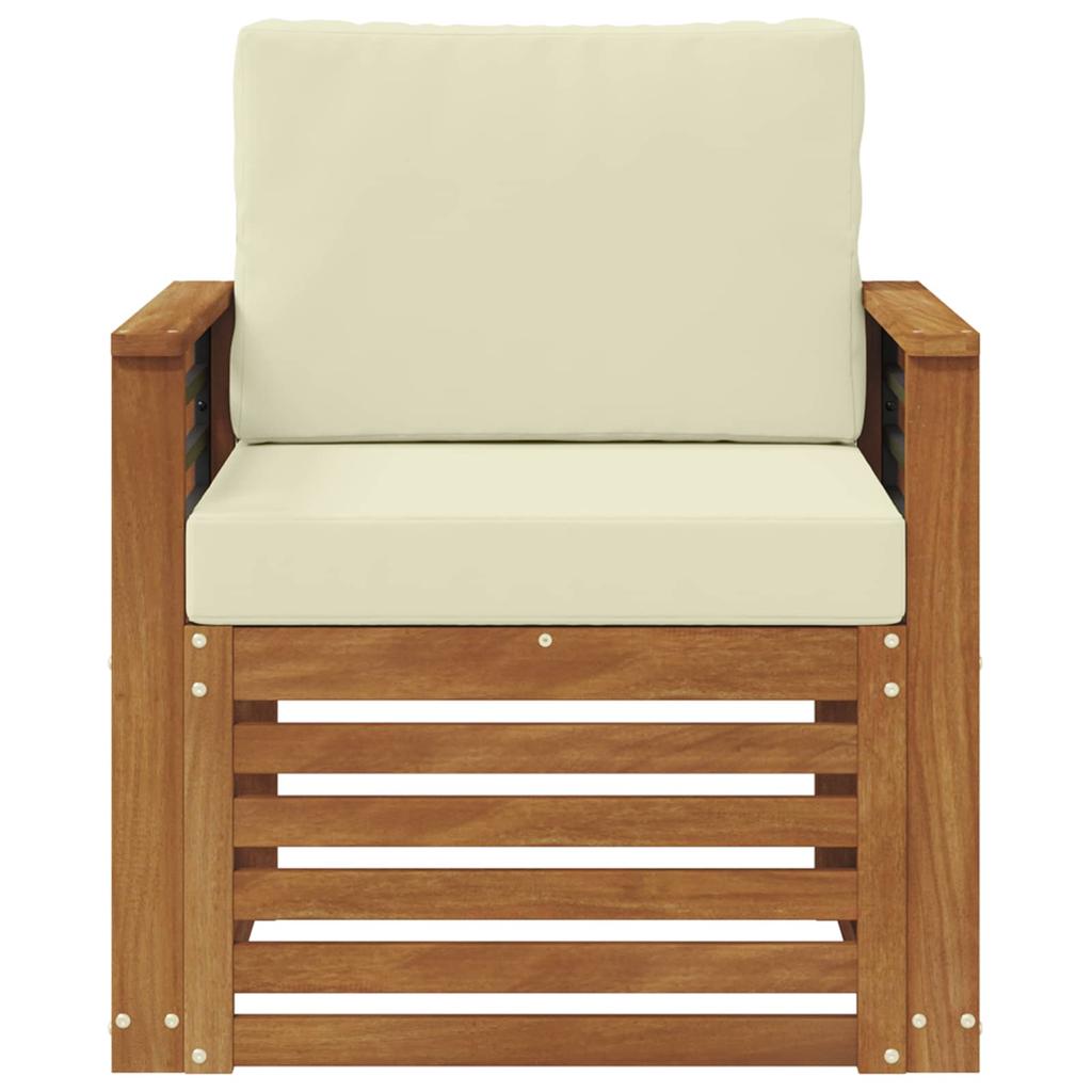 Outdoor Sofa Set Solid Acacia Wood and Polyester