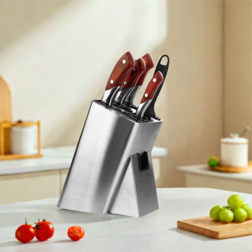 

Stainless Steel Knives Holder Drainage Knives Holder Organizer Kitchen Supplies срібний