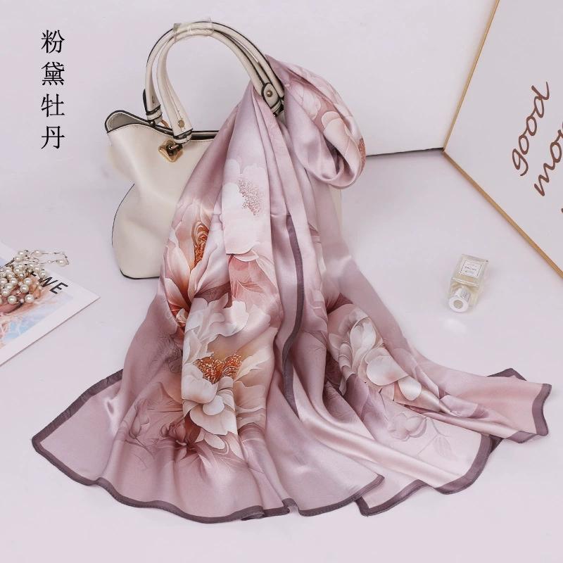 Chinese Ethnic Flower Style 100% Silk Scarves Shawls Long Silk Scarf 170*52Cm