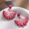 Ethnic Style Hand-woven Colored Fan-shaped Flower Earrings, High-end Bohemian Vacation Earrings