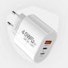Reise-Ladegerät-Adapter 40W Dual PD Typ-C/USB-Anschlüsse Mehrfachschutz EU-Stecker Kompakter Zuverlässiger Ladekopf