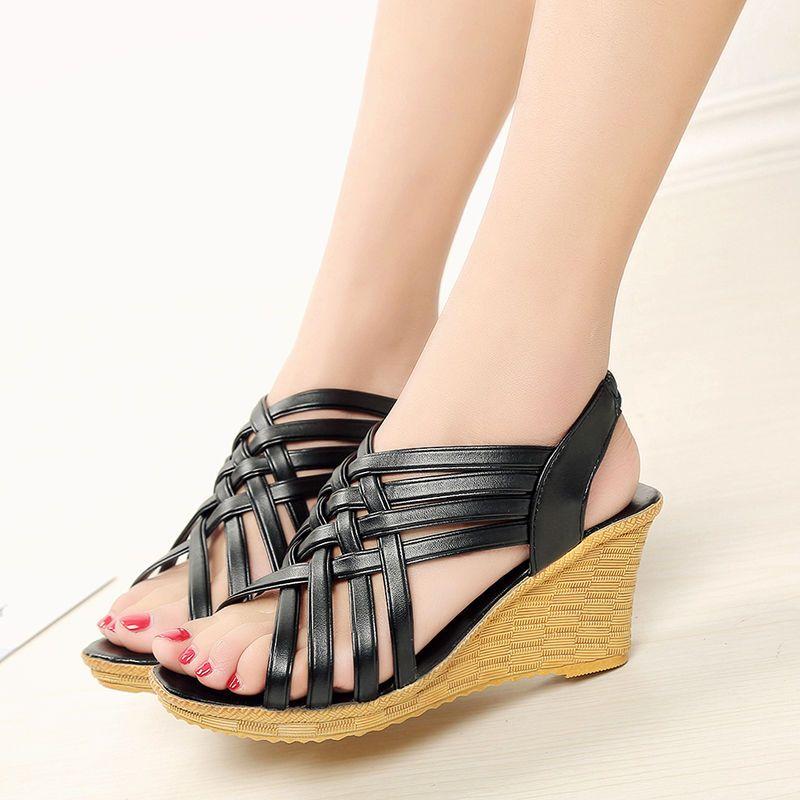 Ladies Shoes Wedges Heel Open Toe Women's Sandals Roman Style Platform The Best Daily Low Price Comfortable and Elegant Comfort