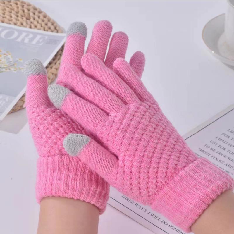 Knitted jacquard pineapple gloves design thickened warm finger men's and women's non-slip couple gloves