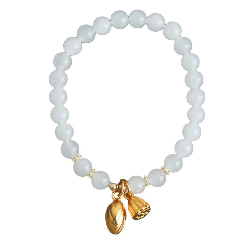Lily of the valley in bloom Happy return Natural Hetian Jade Bracelet for Women, Niche Design Semi-Finished Product diy Wearable