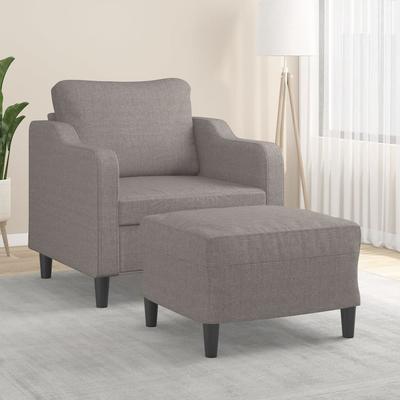 Vidaxl Armchair with Footrest, Taupe, 60 Cm, Upholstered In Fabric