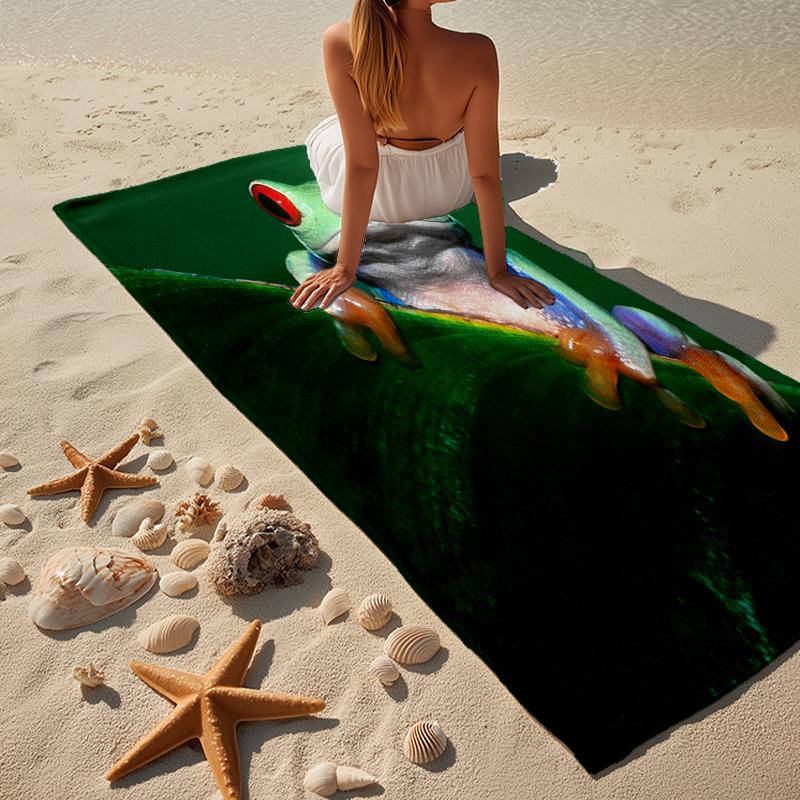 Frogs Singing Under Moonlight Beach Towel, Super Soft Microfiber, Gift for Her/Him, Birthday, for Pool, Beach, Travel, Home Decor Fan Gifts