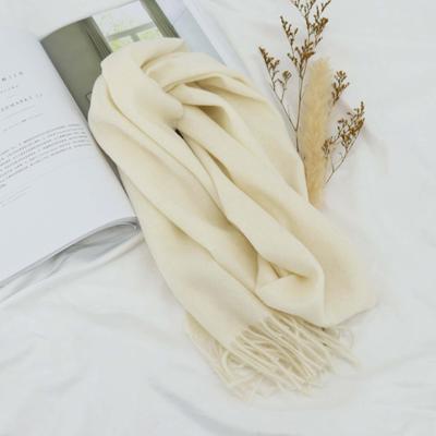 Solid Color 100% Wool Scarf Women'S Winter Premium Winter Thickened Scarf Men'S Shawl