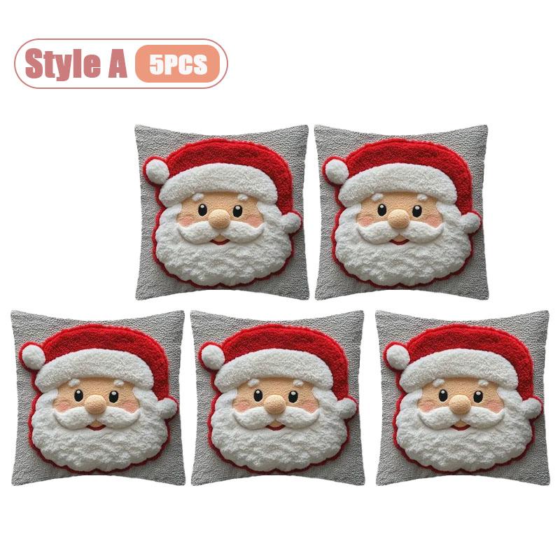 1-10PCS Christmas Pillow Cover Snowman and Reindeer Digital Print Sofa Cushion for Home Office and Living Room Holiday Decor