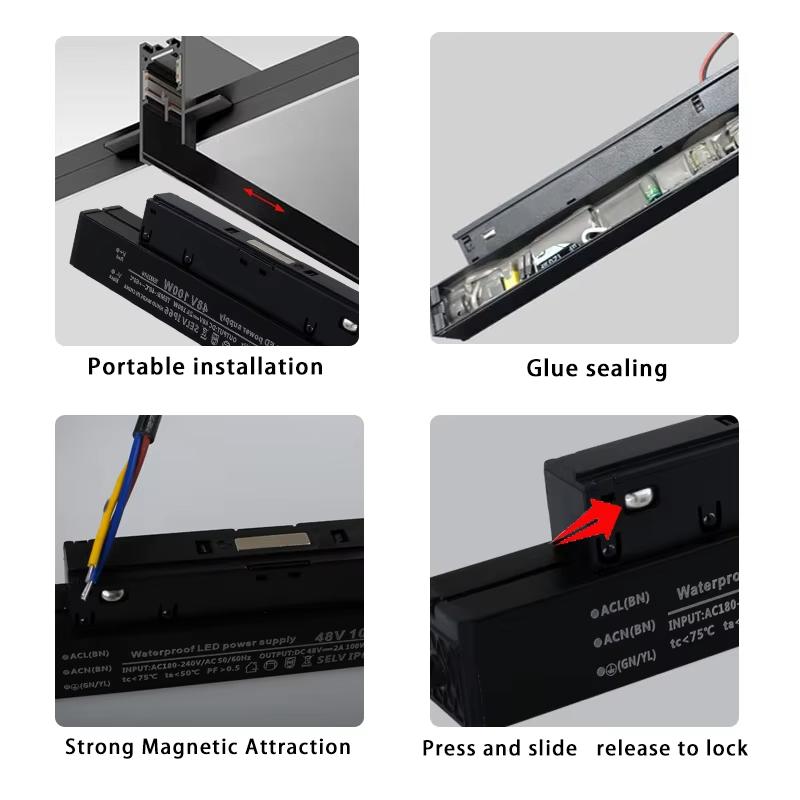 Black Single Output Power Supply Transformer Magnetic Superior AC220V To DC48V Driver 100W IP66 Lamp High 200W For Track Light