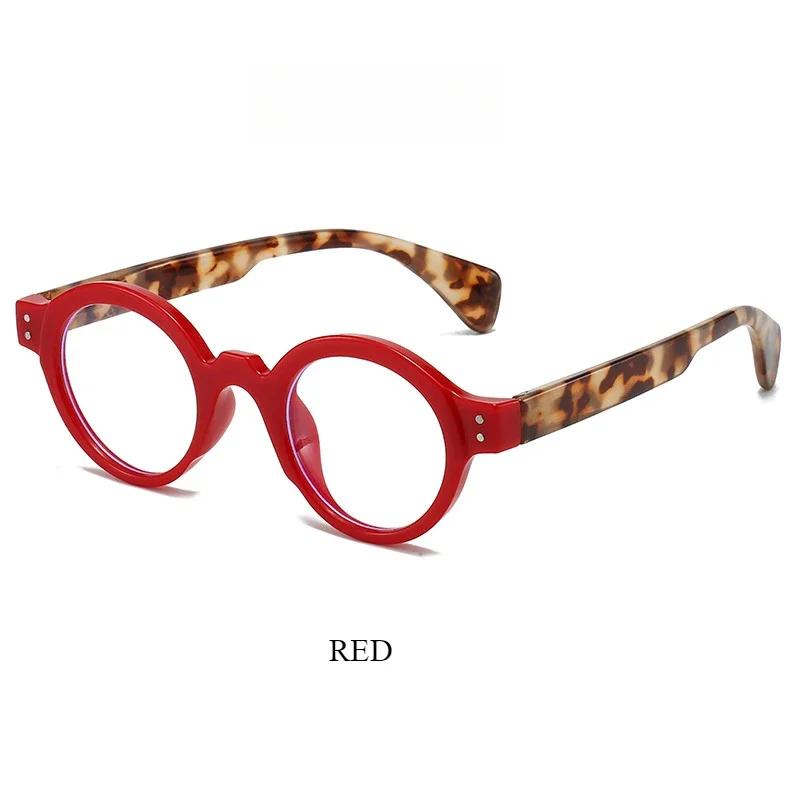 

2025 Модные маленькие круглые очки для чтения для мужчин и женщин, анти-синий свет, пресбиопия, унисекс, сверхлегкие очки с диоптриями +250 красный