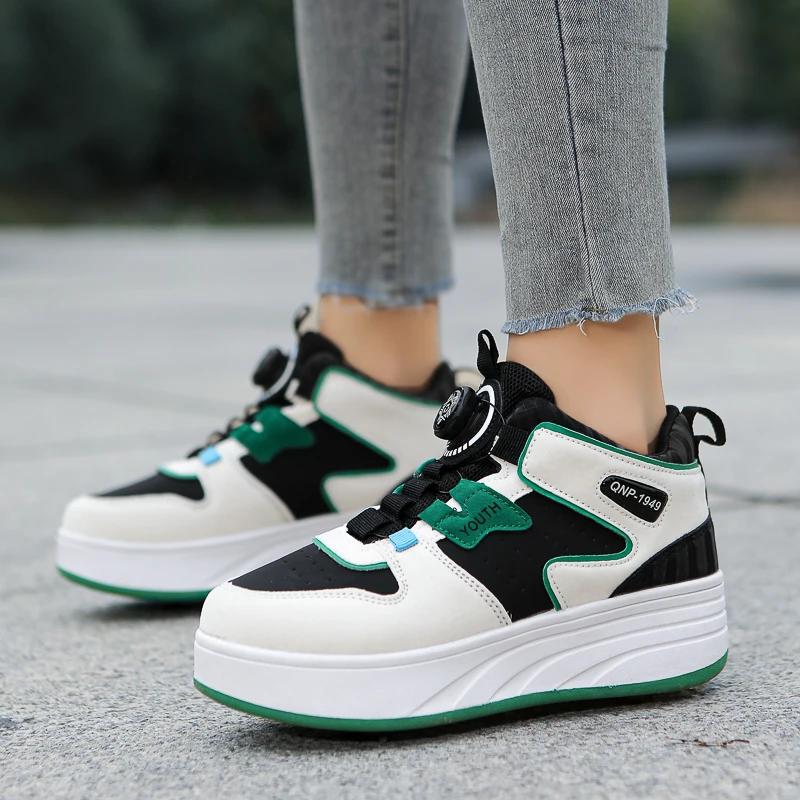 Students children's shoes four wheel light shoes Boys invisible roller shoes large size outdoor sports walking  women