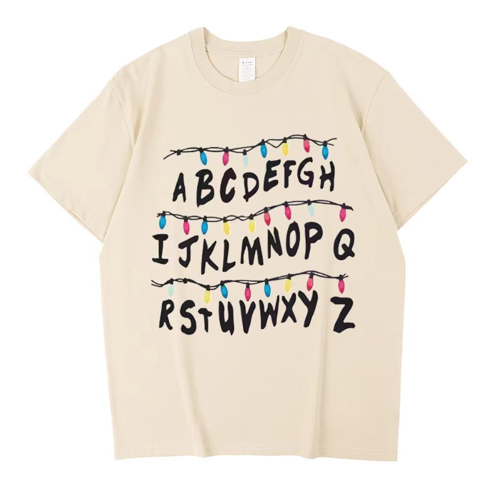 

2026 High Quality Cotton Stranger Christmas Light Tshirt Monster Graphic T Shirts Gothic Fashion Vintage Tees L