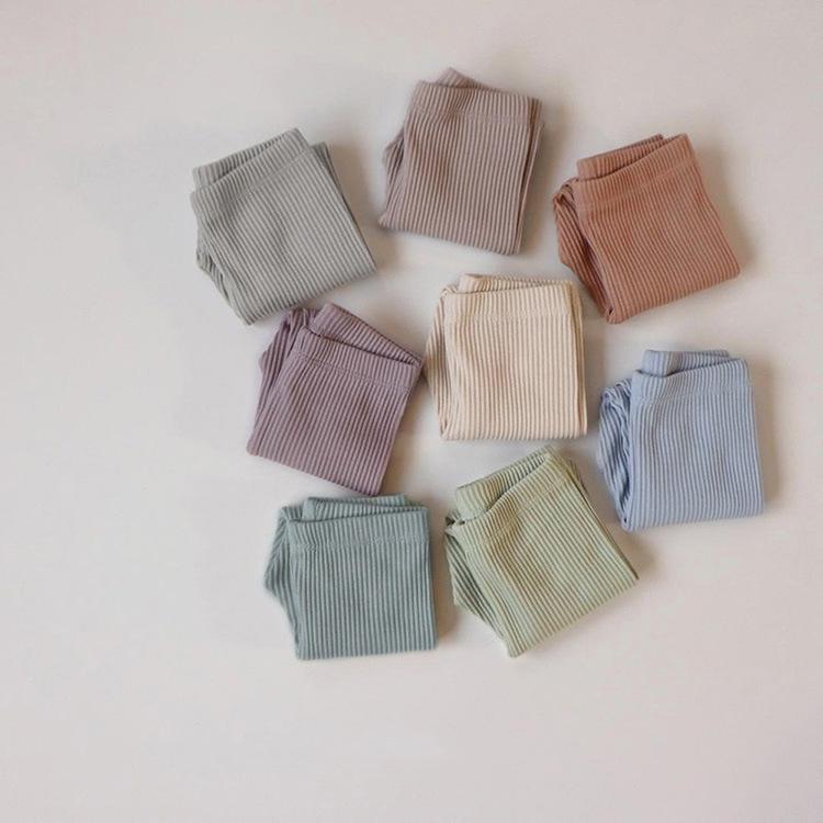 Autumn Ribbed Cotton Leggings for Babies and Kids - Multicolor Pajama Pants