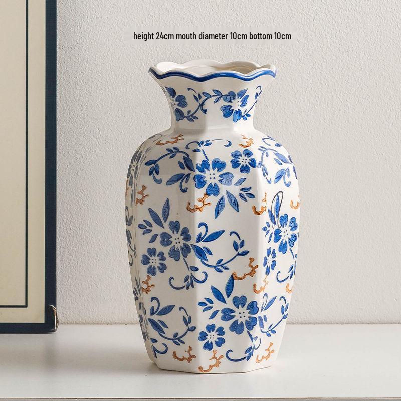 Chinese Blue & White Porcelain Retro Vase for Home Decor and Fresh Flower Arrangements