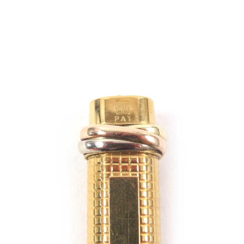 Cartier Ballpoint pen Block Check Trinity Cap Style gold mens Used