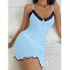 2025 Heart Print Slim Fit Lace V-Neck Women's Camisole Nightgown Pajamas