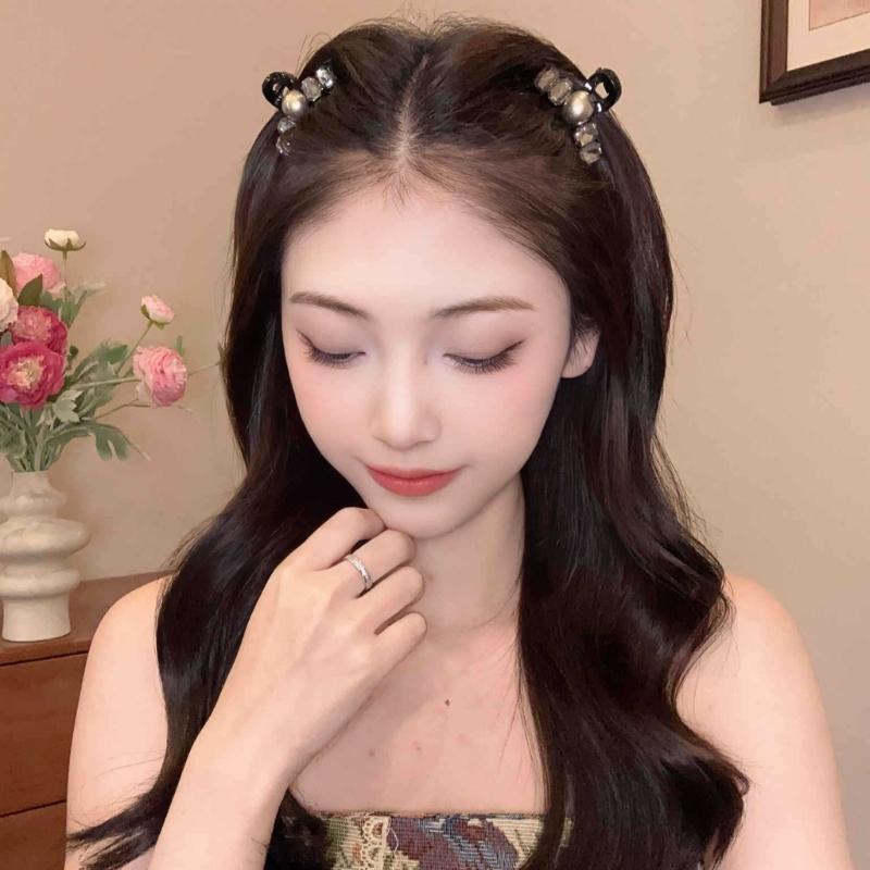 French Styles Rhinestones Imitation Pearls Hair Clip For Women Elegant Secure Grip Glitters Accessory For Half Up Hairstyles