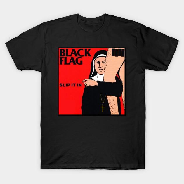 

Men Black Print T-shirt Black Flag Slip It In Tribute Tee No-Cut Transfer Paper Print Cotton Tshirt M чёрный