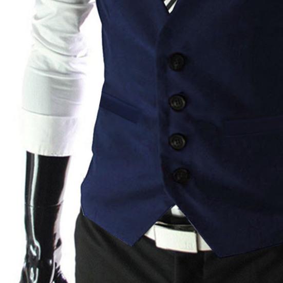 Draktvest Ermeløs Lommer Ensfarget Enkel Herre Formell Business Vest Arbeidsklær