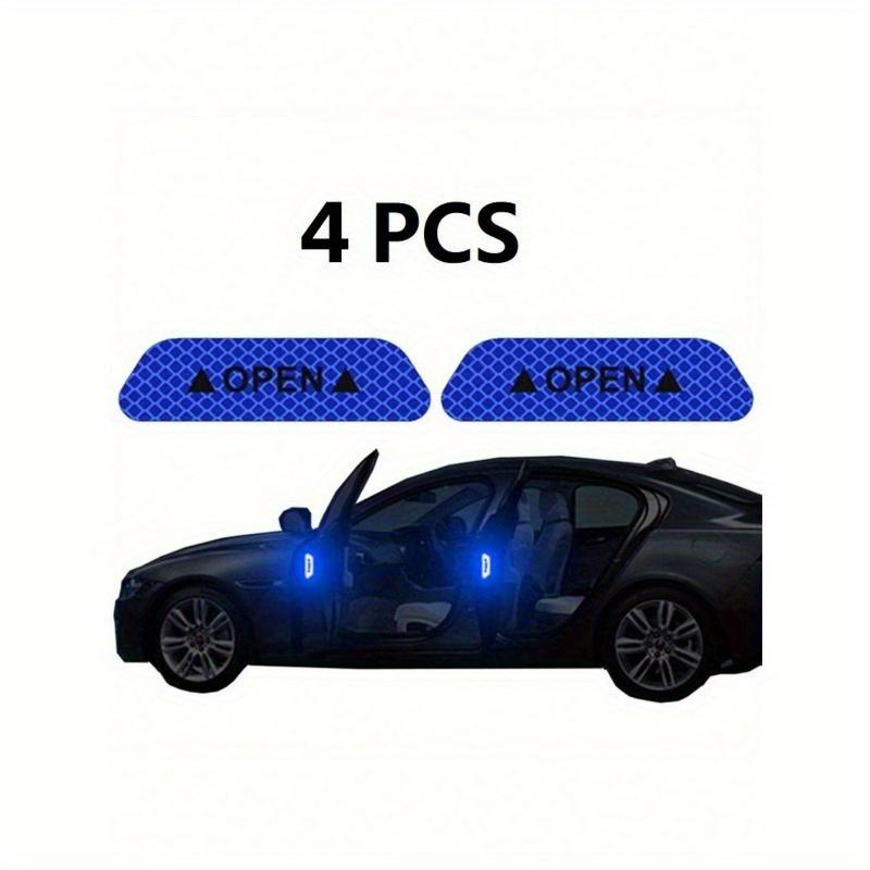 4pcs Reflective Car Door Warning Stickers, Anti-Collision Decals with Open Sign, Night Reflective High Temperature Decorative Stickers